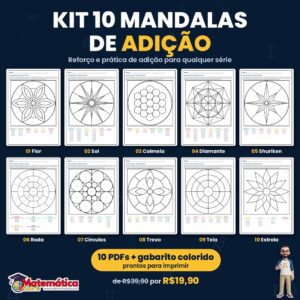 Mandala da adição - Kit 10 Mandalas para Colorir